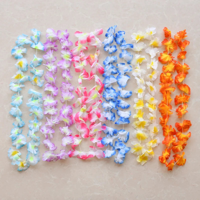 5-50Pcs Hawaiian Artificial Flower Necklace Summer Tropical Beach Birthday Party Decoration Supplies Wedding Favors for Guests
