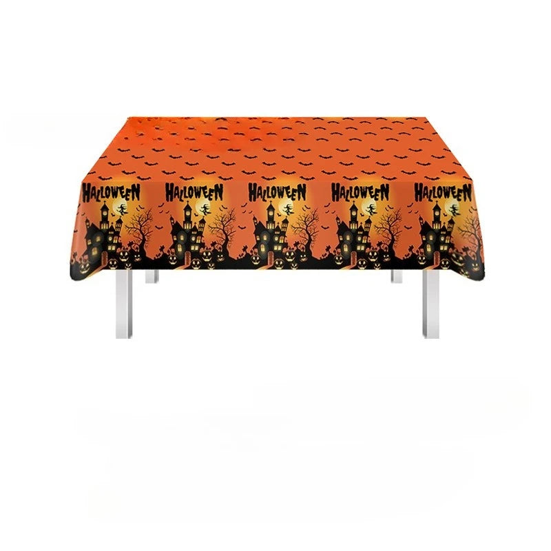 114pcs Halloween Decorations Pumpkin Tableware Set Paper Plates Cups Napkins Banner Tablecloth Halloween Night Party Supplies