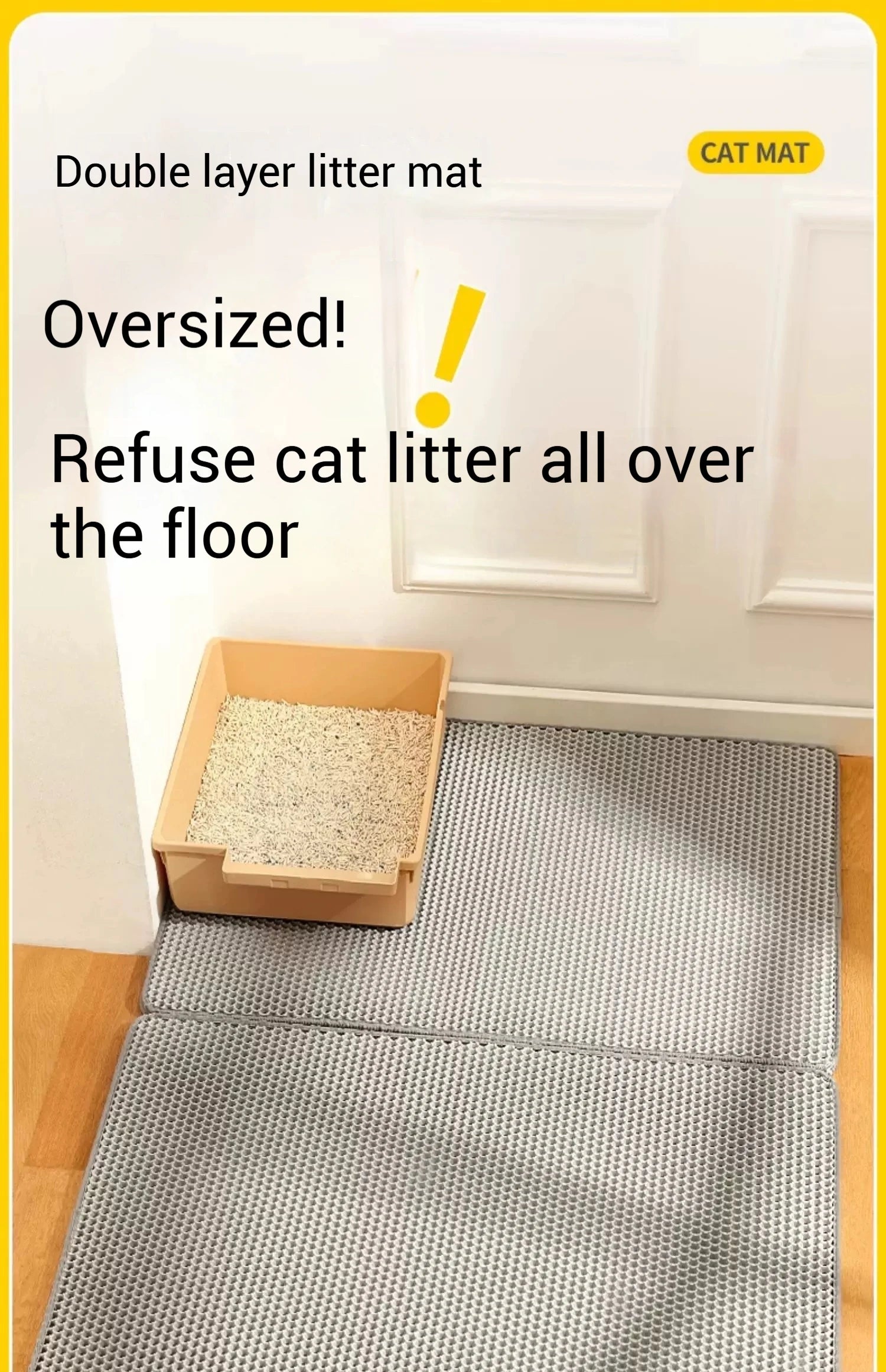 90x60CM Large Cat Litter Mat Waterproof Double Layer Non Slip Litter Box Tray Washable Durable Pet Toilet Sand Trapping Mat