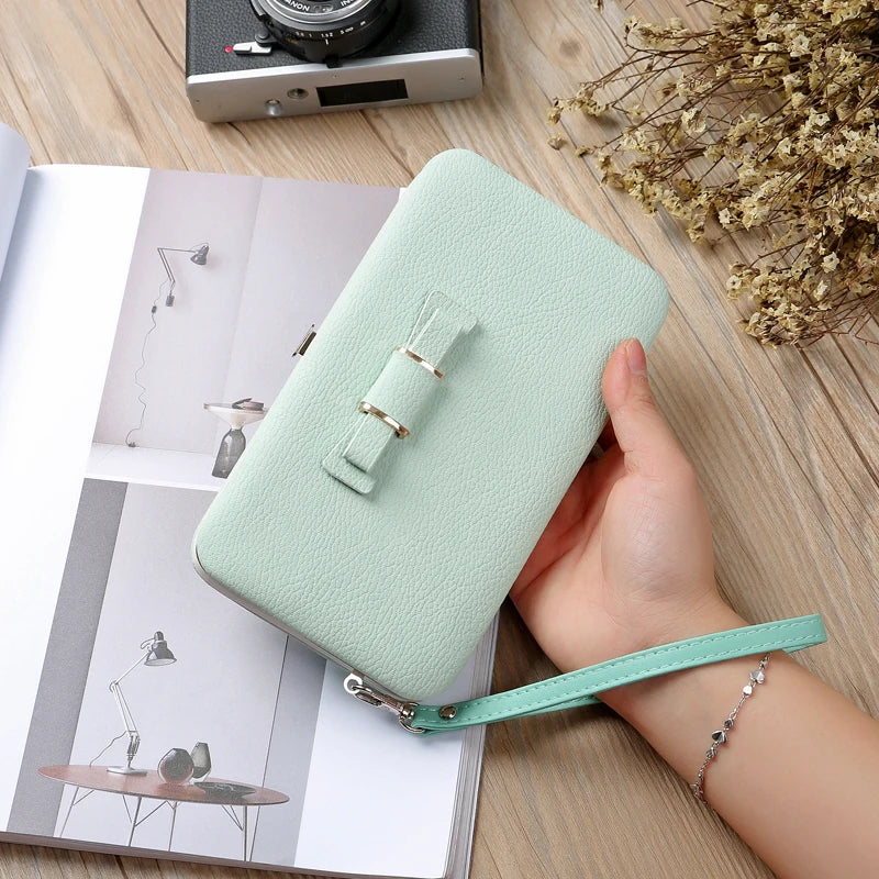 Fashion Women Clutch Wallet Long Card Holder Case Purse Cellphone Case Handbag With Wristlet - You Offer
