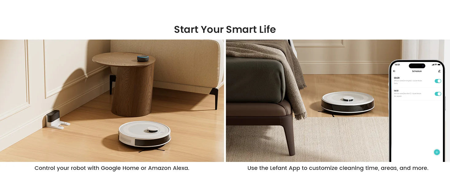 LEFANT M2 5500Pa Powerful Robot Vacuum Cleaner Laser Navigation dToF  Anti-Tangle Selected Area Clean Ideal for Pet Hair Carpets