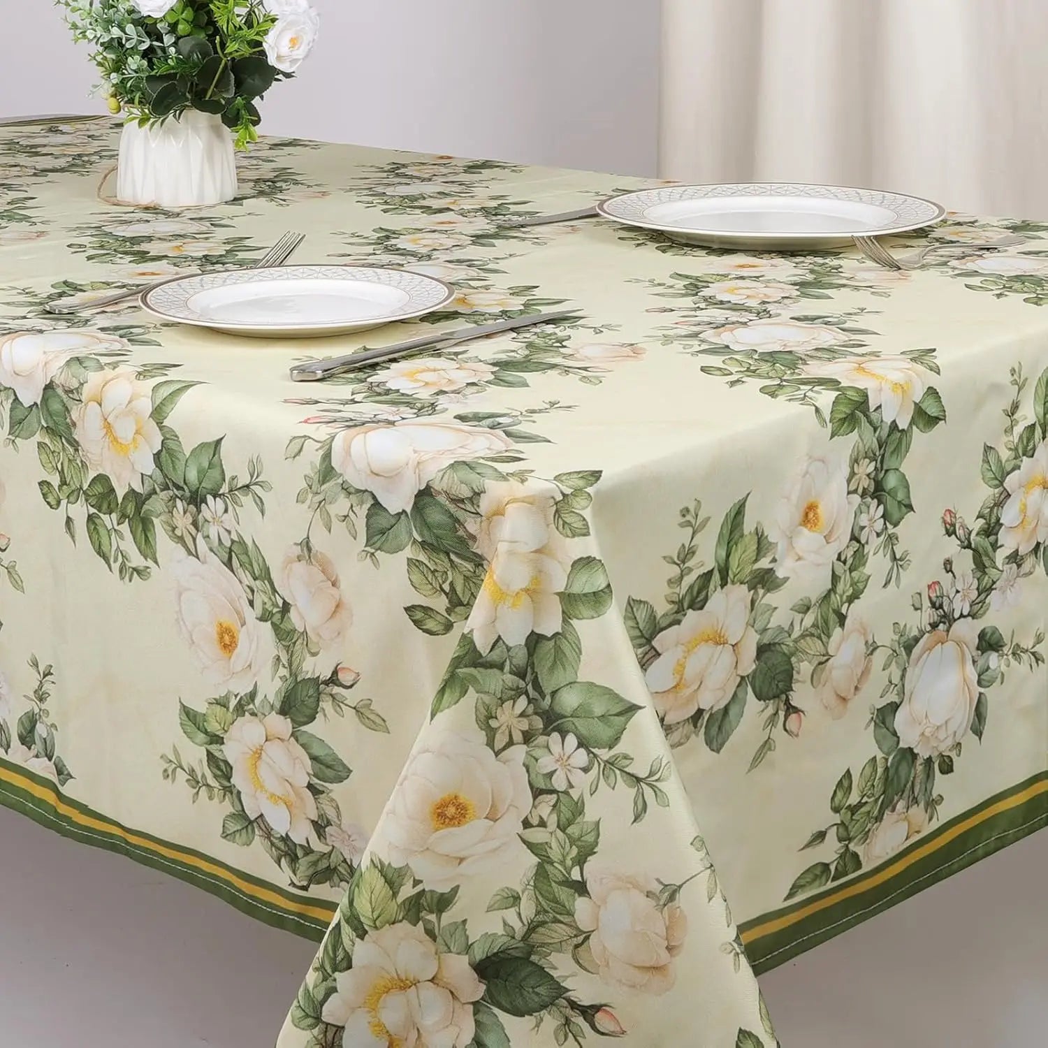 Christmas Poinsettia Waterproof Tablecloth New Year Party Decor Washable Rectangle Tablecloth Wedding Table Navidad Decorations