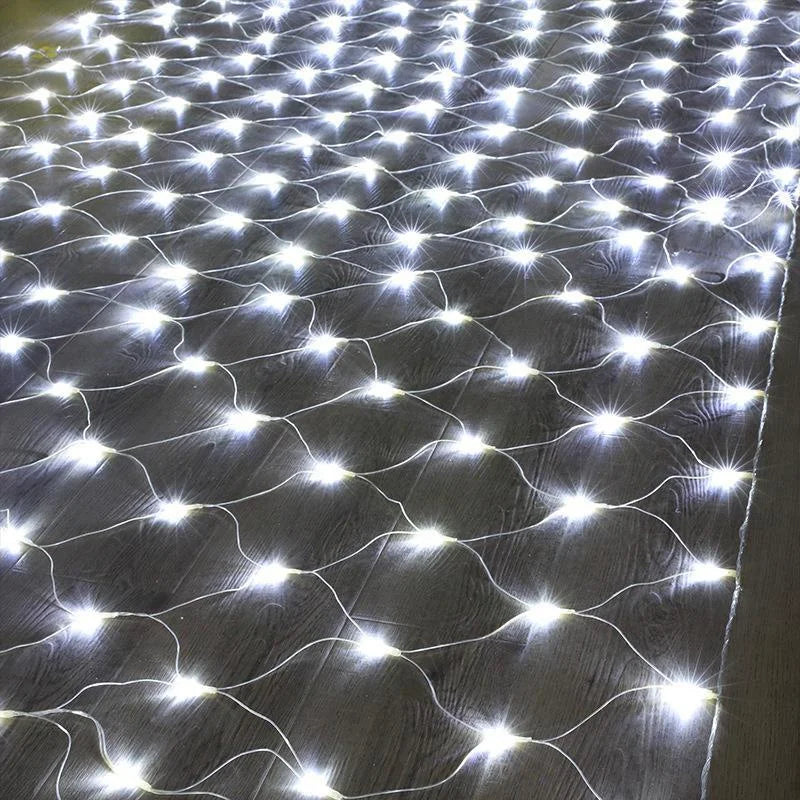 EU Plug Led Net Mesh String Lights 220V Street Garlands Christmas Decorations Outdoor New Year Wedding Party Garden Bush Decor