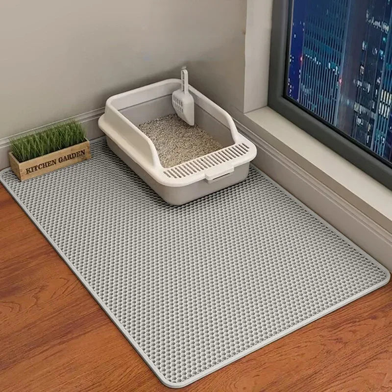 90x60CM Large Cat Litter Mat Waterproof Double Layer Non Slip Litter Box Tray Washable Durable Pet Toilet Sand Trapping Mat