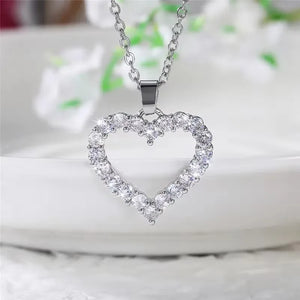 CAOSHI Eternal Heart Shaped Necklace Sparkling Zirconia Accessories for Lady Chic Simple Style Jewelry Romantic Confession Gifts - You Offer