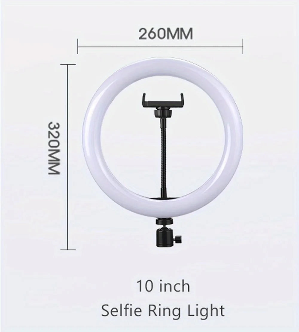 10inch Selfie Ring Light, Photography Fill Light Led Ring Lamp Ringlight for Video Recording Live Broadcast Selfie Led Lamp