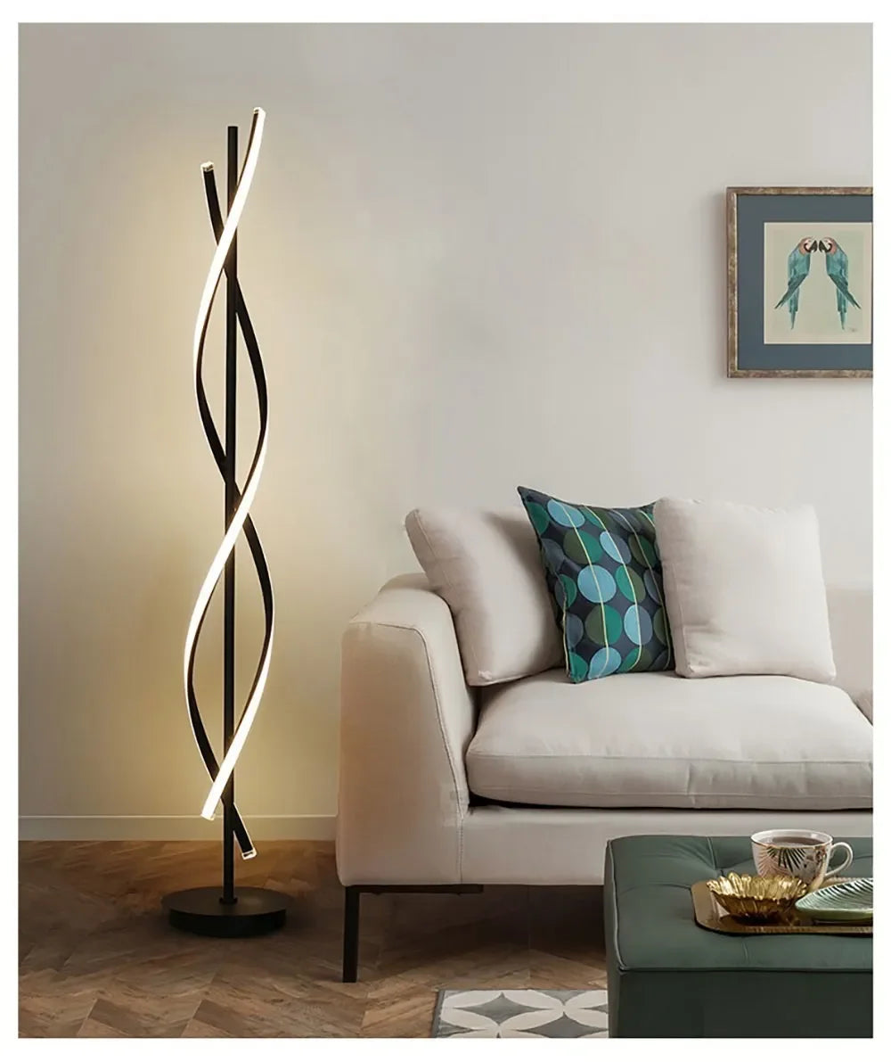 Minimalist creative floor lamp, bedroom living room personalized atmosphere lamp,Nordic minimalist LED circular curve floor lamp
