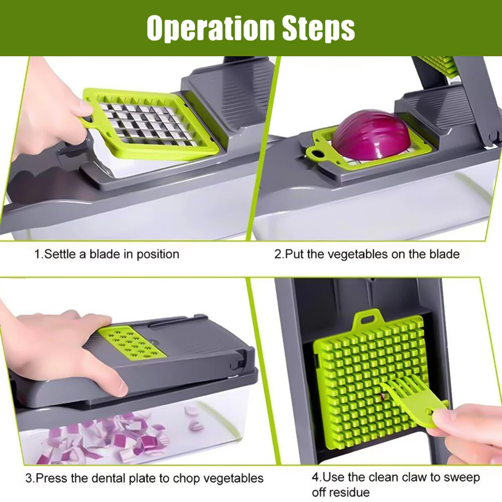 14 in 1 Multifunctional Vegetable Onion Manual Chopper Food Kitchen Potato Cut Shredder Slicer Kitchen Gadget - You Offer