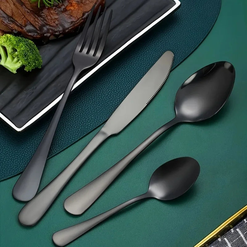 24-Piece Stainless Steel Cutlery Set Knives, Forks, Spoons & Teaspoons - Durable Stylish Design - Perfect for Home Dining - You Offer