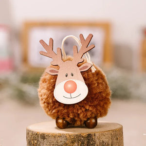1-10pcs Christmas Felt Elk Hanging Ornaments Cute Reindeer Craft Decorations Xmas Tree Wooden Pendants New Year Party Kids Gifts