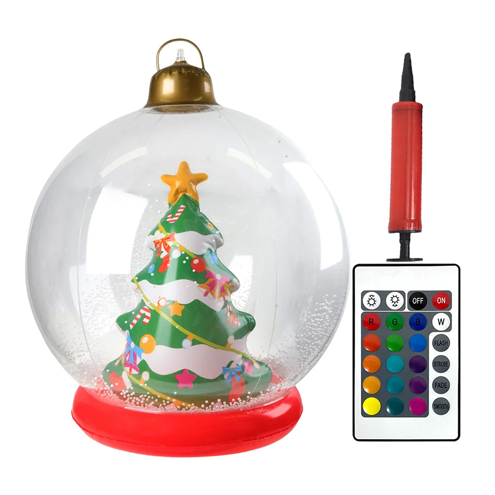 60cm Giant Inflatable Christmas Ball with Lights Remote Control Giant Luminous Inflatable Christmas Ball Outdoor Christmas Decor
