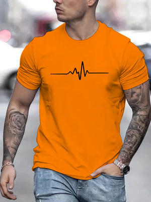 Men's 100% cotton summer loose size Creative Graphic printed slim fit casual sports round neck short sleeved T-shirt top