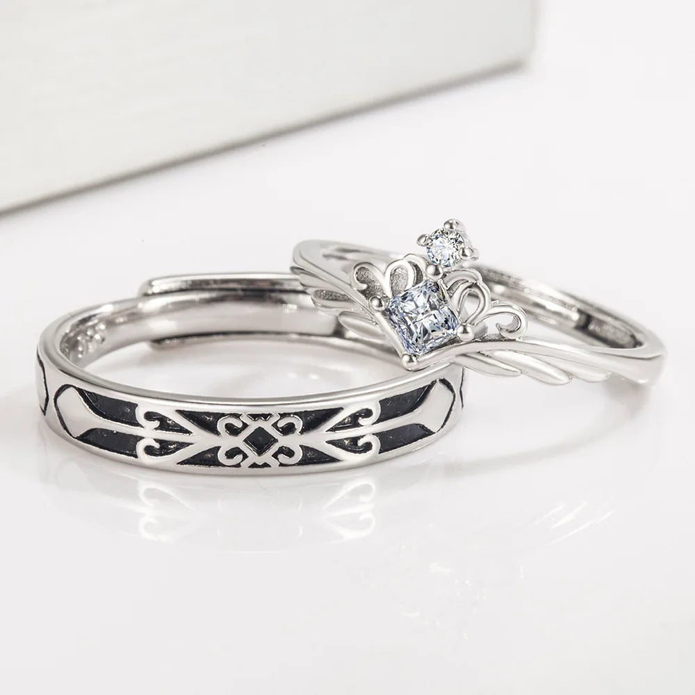 2Pcs 925 Sterling Silver Couples Ring Sets Light Polishing Simple Ring for Woman Man Classic Wedding Fine Jewelry Circle - You Offer