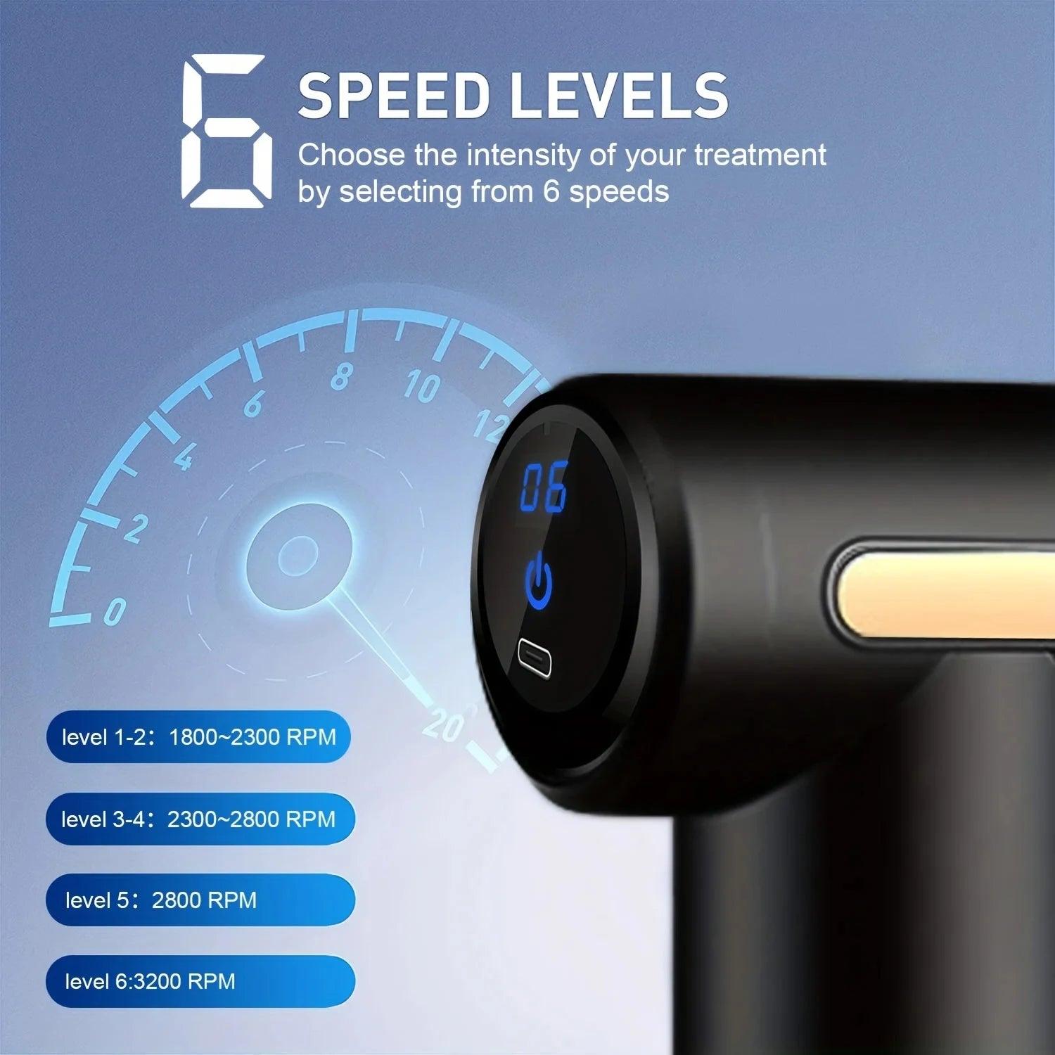 Portable Fascia Massage Gun Deep Tissue Massager Body Muscle Relaxation with LED Touch Screen 4 Replaceable Massage Heads - You Offer