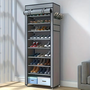 10-Layer Sturdy Shoe Rack - Holds 18-22 Pairs, Dustproof, Adjustable, Space-Saving, Bedroom/Entrance