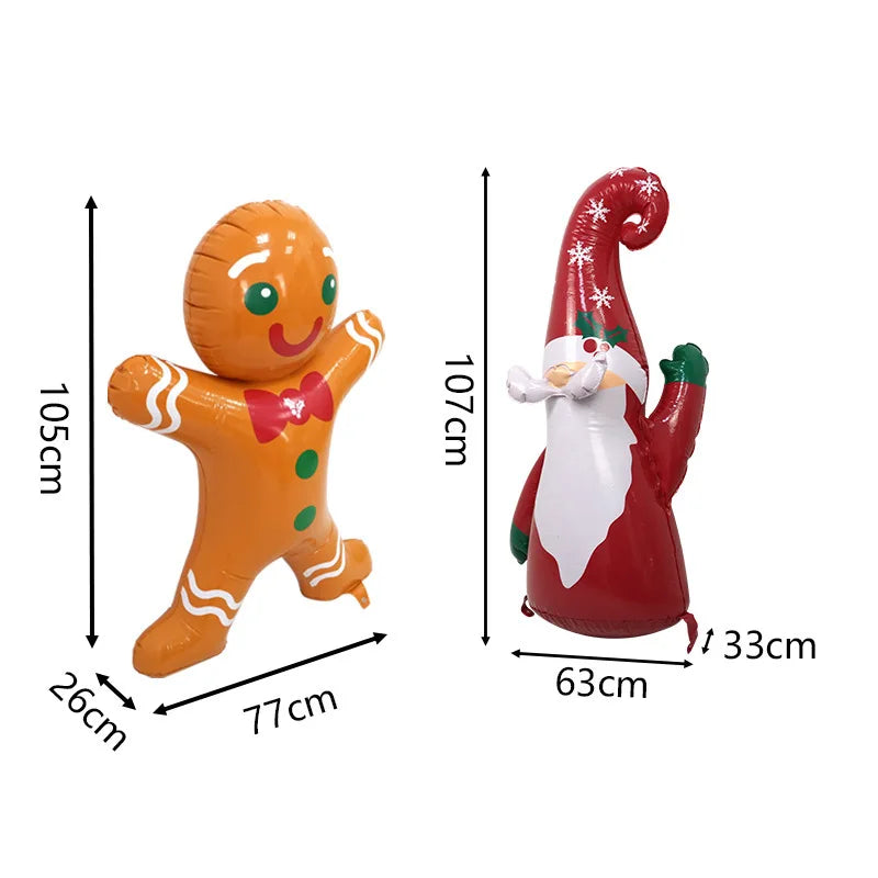PVC Christmas Inflatable Decorations Santa Gingerbread Man Nutcracker Soldier Postbox Ornaments Christmas Outdoor Garden Decor