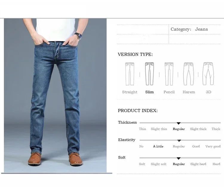 Mens High Quality Jeans Fashion Straight Denim Pants Men Classic Casual Jeans Male Plus Size Denim Trousers Ripped Jeans 28-40 - You Offer