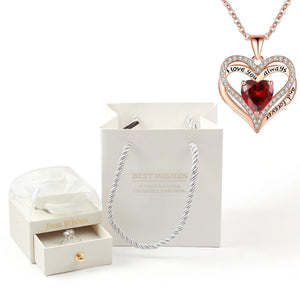 Heart Pendant Necklaces For Women With Rose Flower Gift Box Girlfriend Mother Family Birthday Fashion Romantic Surprise Gifts - You Offer