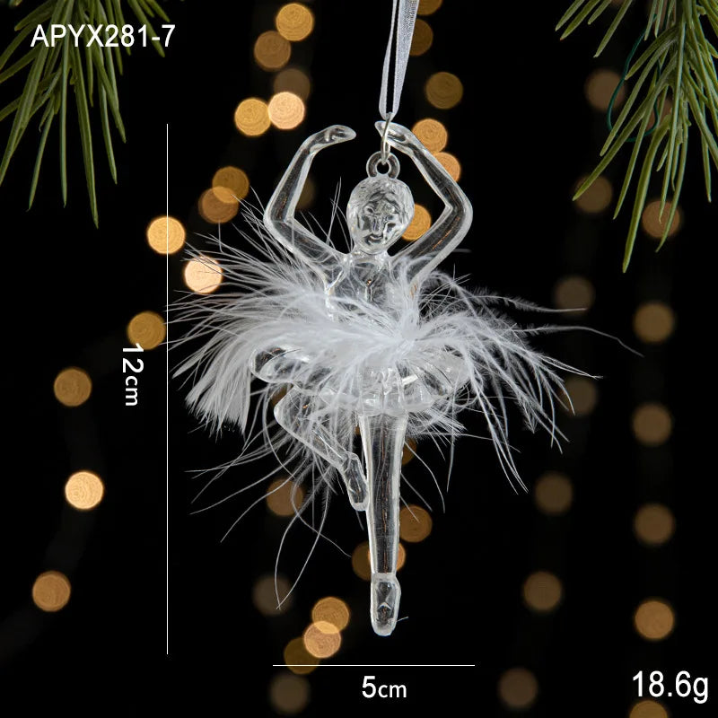 Christmas Ice Crystal Pendants, Christmas Tree Decorations, Transparent Acrylic Angels, Luxury Decorations, Scene Setting Props