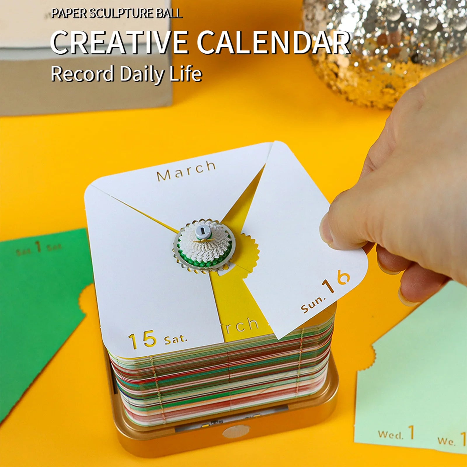 Desk Time Piece Calendar 2026 Desk Calendar With Light 3D Tear-away Calendar Paper Carving Art Memo Pad Notepad Christmas
