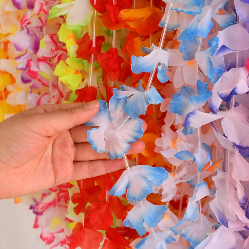5-50Pcs Hawaiian Artificial Flower Necklace Summer Tropical Beach Birthday Party Decoration Supplies Wedding Favors for Guests