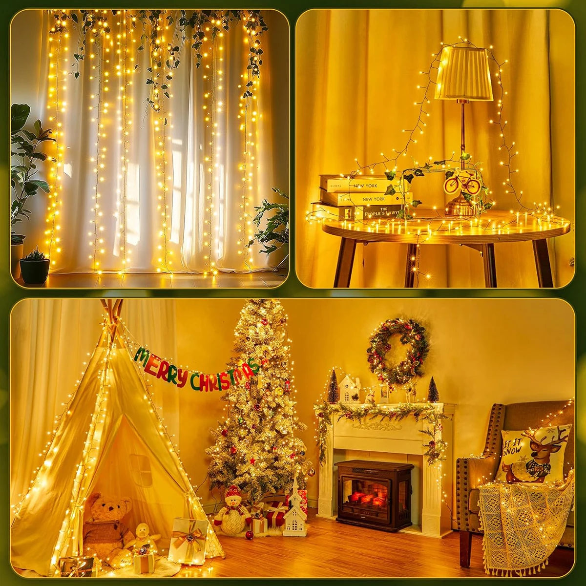 6M/50M Firecracker String Lights Cluster Fairy Light Christmas Garland LED For Wedding Party New Year Christmas Tree Decor Lamps