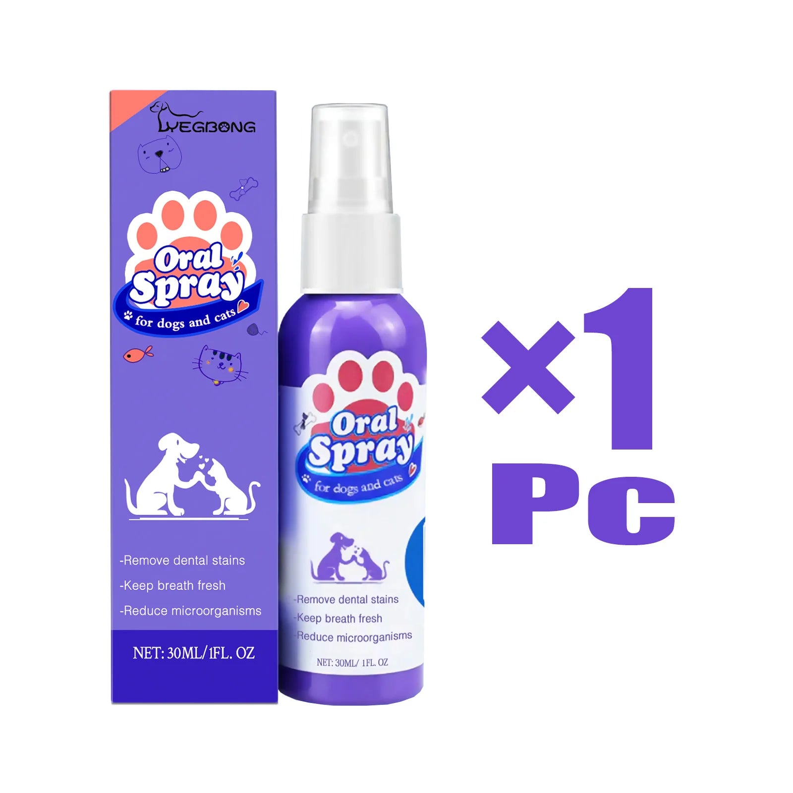 30ml Pet Oral Health Spray Dental Stain Cleaning Cats Dogs Teeth Grooming Plaque Tartar Remover Freshen Breath Healthy Oral Care