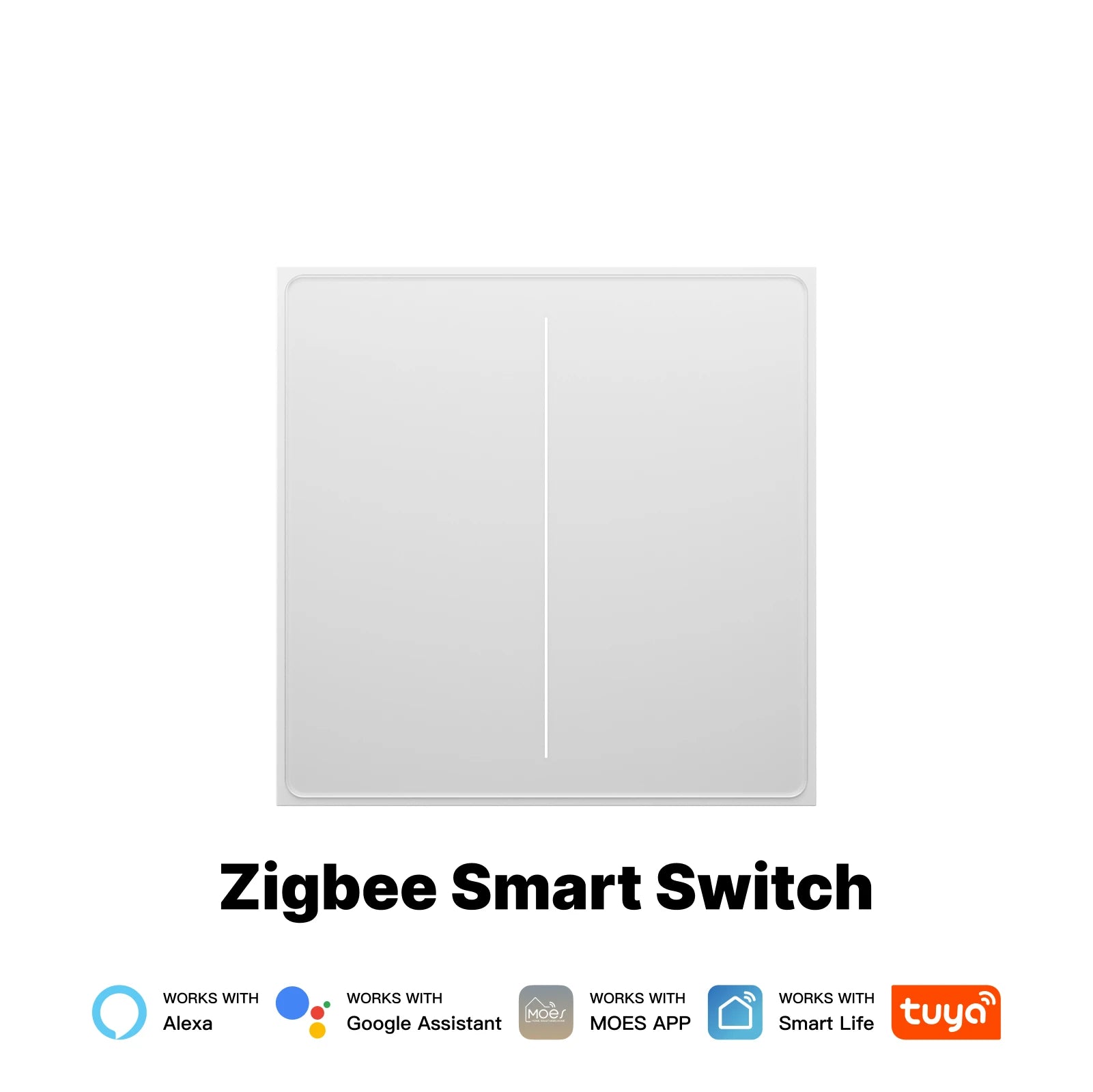MOES ZigBee Smart Light Switch 2in1 Neutral Wire Required,Tuya APP Control,Compatible with Alexa Google Home,Star Feather Design