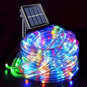 Christmas Party Fairy Lights Solar Powered Waterproof Rope String Outdoor with 8 Modes for Tree Patio Yard Garden Decoration