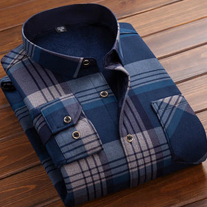 Autumn and Winter New Fashionable Plush Thick Warm Checkered Shirt for Men's Casual Loose Sports Large Size High Quality Shirt