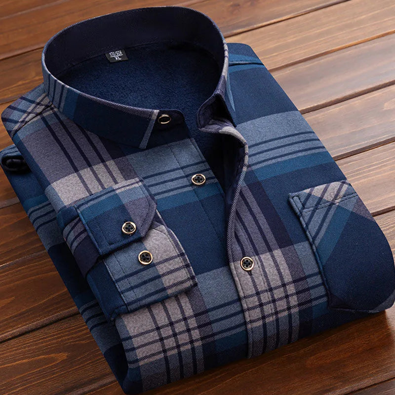 Autumn and Winter New Fashionable Plush Thick Warm Checkered Shirt for Men's Casual Loose Sports Large Size High Quality Shirt
