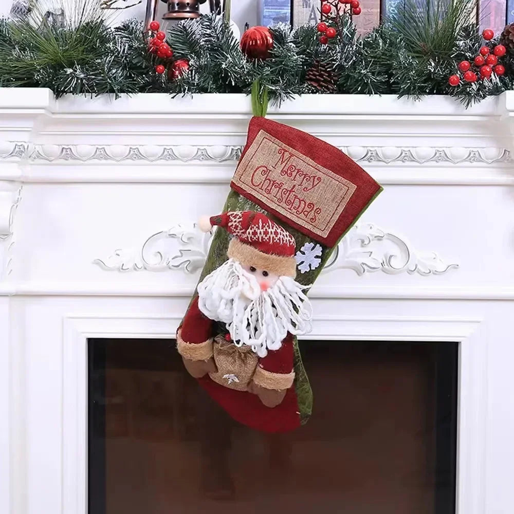Christmas Stocking Classic Large Stockings Santa Snowman Reindeer Xmas Character for Family Holiday Christmas Party Decorations