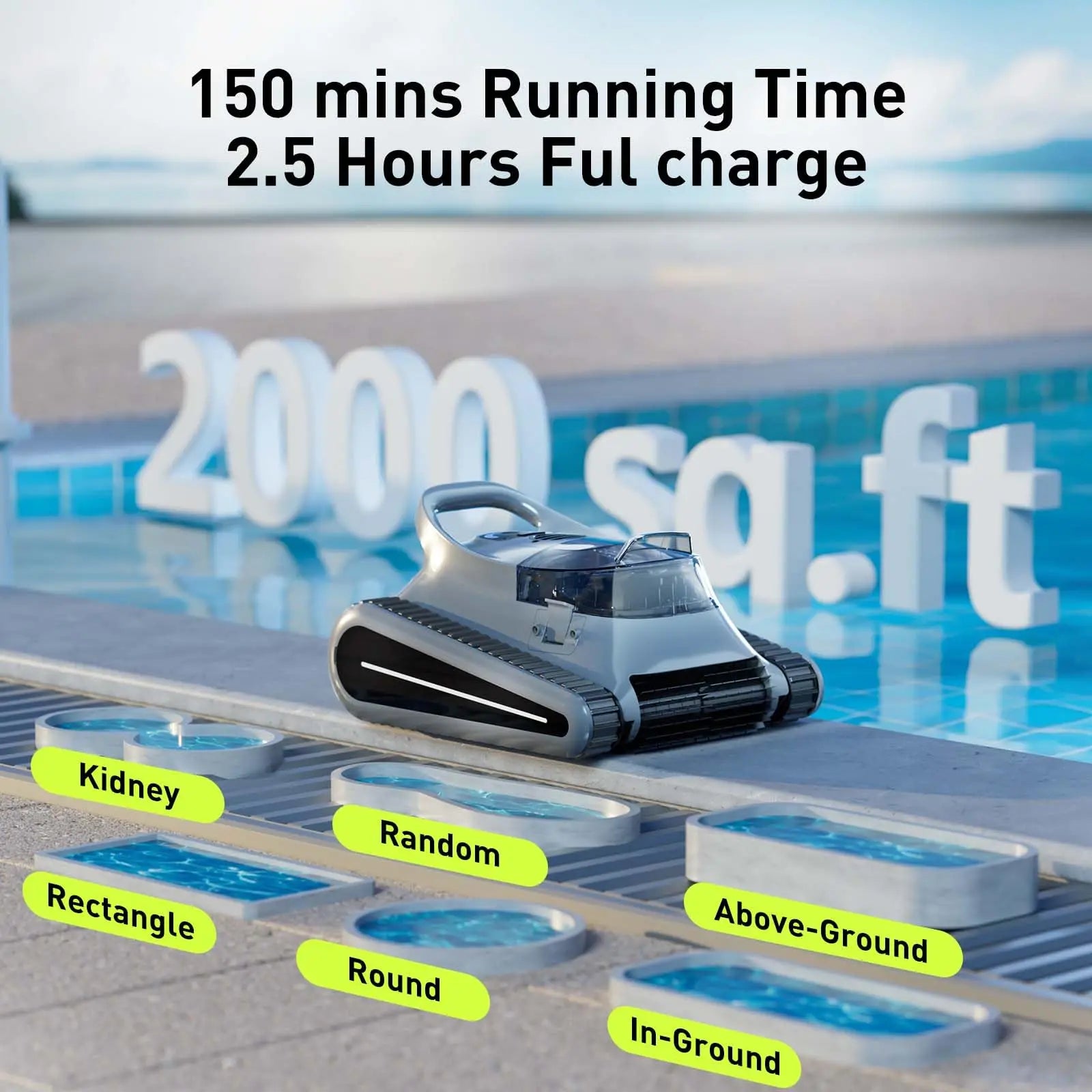 (2025 New) Seauto Crab Pro Cordless Robotic Cleaner, for Inground Pools up to 2000 Sq.ft, all and Waterline Cleaning Vacuum - You Offer