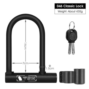 WEST BIKING Bicycle U Lock MTB Road Bike Padlock Portable Anti-theft Safety Motorcycle Scooter Cycling Lock Bicycle Accessories - You Offer