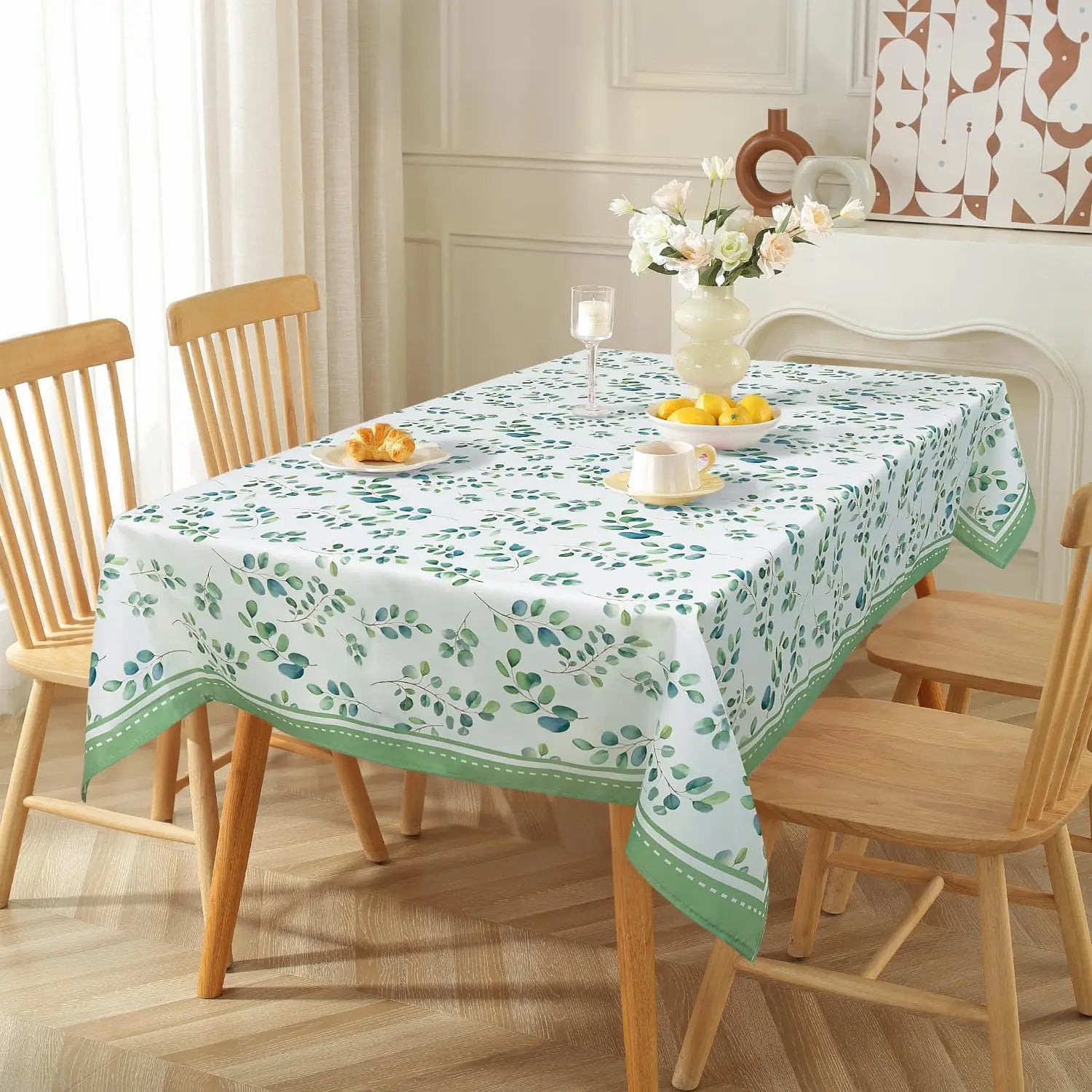 Christmas Poinsettia Waterproof Tablecloth New Year Party Decor Washable Rectangle Tablecloth Wedding Table Navidad Decorations