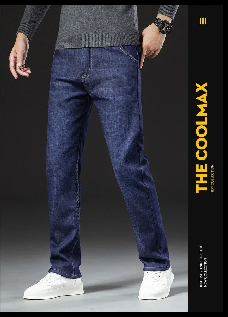 Winter Lamb Fluff Denim Straight Pants Men Thicken Big Size 40 Jeans High Waist Stretch Jeansy Fleece Lined Warm Slim Vaqueros - You Offer
