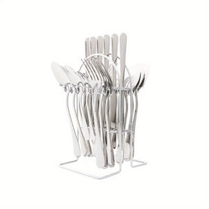 24-Piece Stainless Steel Cutlery Set Knives, Forks, Spoons & Teaspoons - Durable Stylish Design - Perfect for Home Dining - You Offer