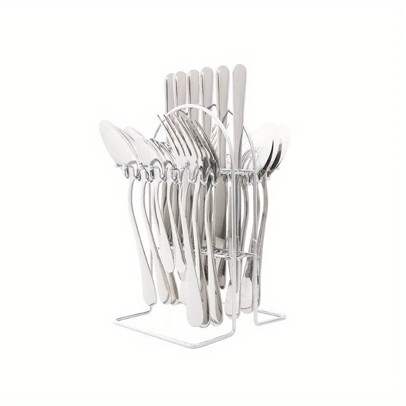 24-Piece Stainless Steel Cutlery Set Knives, Forks, Spoons & Teaspoons - Durable Stylish Design - Perfect for Home Dining - You Offer