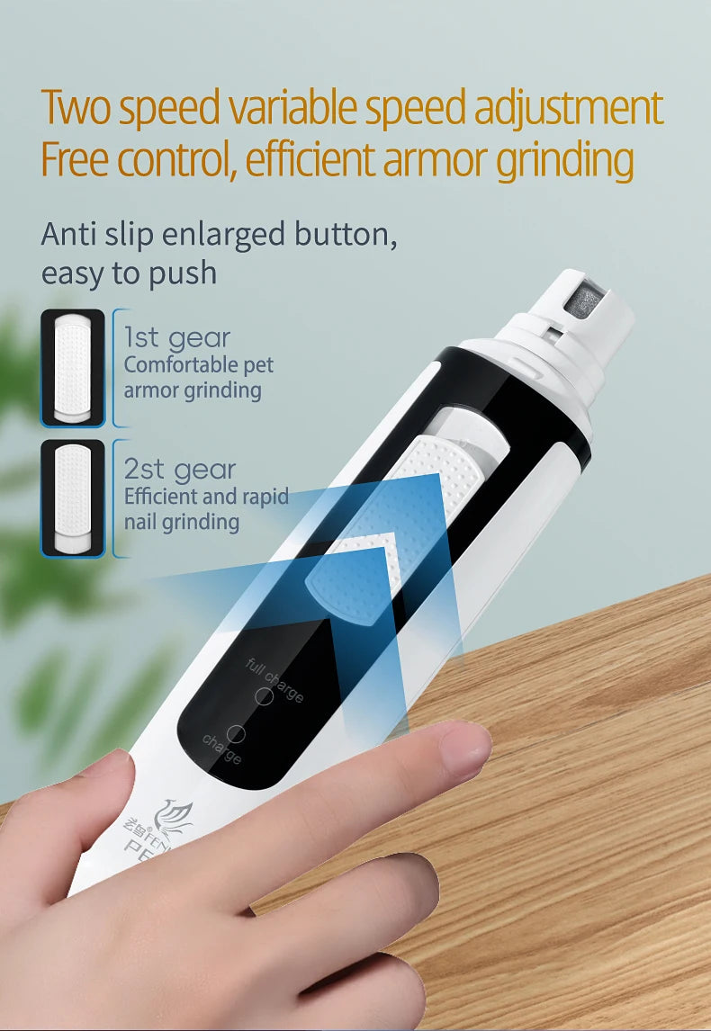 Fenice P66 USB Charging Electric Nail Grinder Rechargeable Quiet Pet Nail Clippers with Free Grinding Wheel for Dogs/Cats/Pets