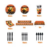 114pcs Halloween Decorations Pumpkin Tableware Set Paper Plates Cups Napkins Banner Tablecloth Halloween Night Party Supplies