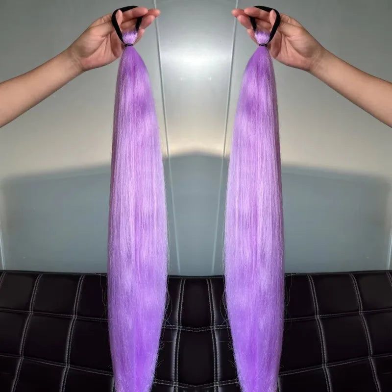 Synthetic Straight Ponytail with Hair Tie Hot Anime Kpop Hunter Cosplay Costumes Wig Ponytail Hood for Women Men