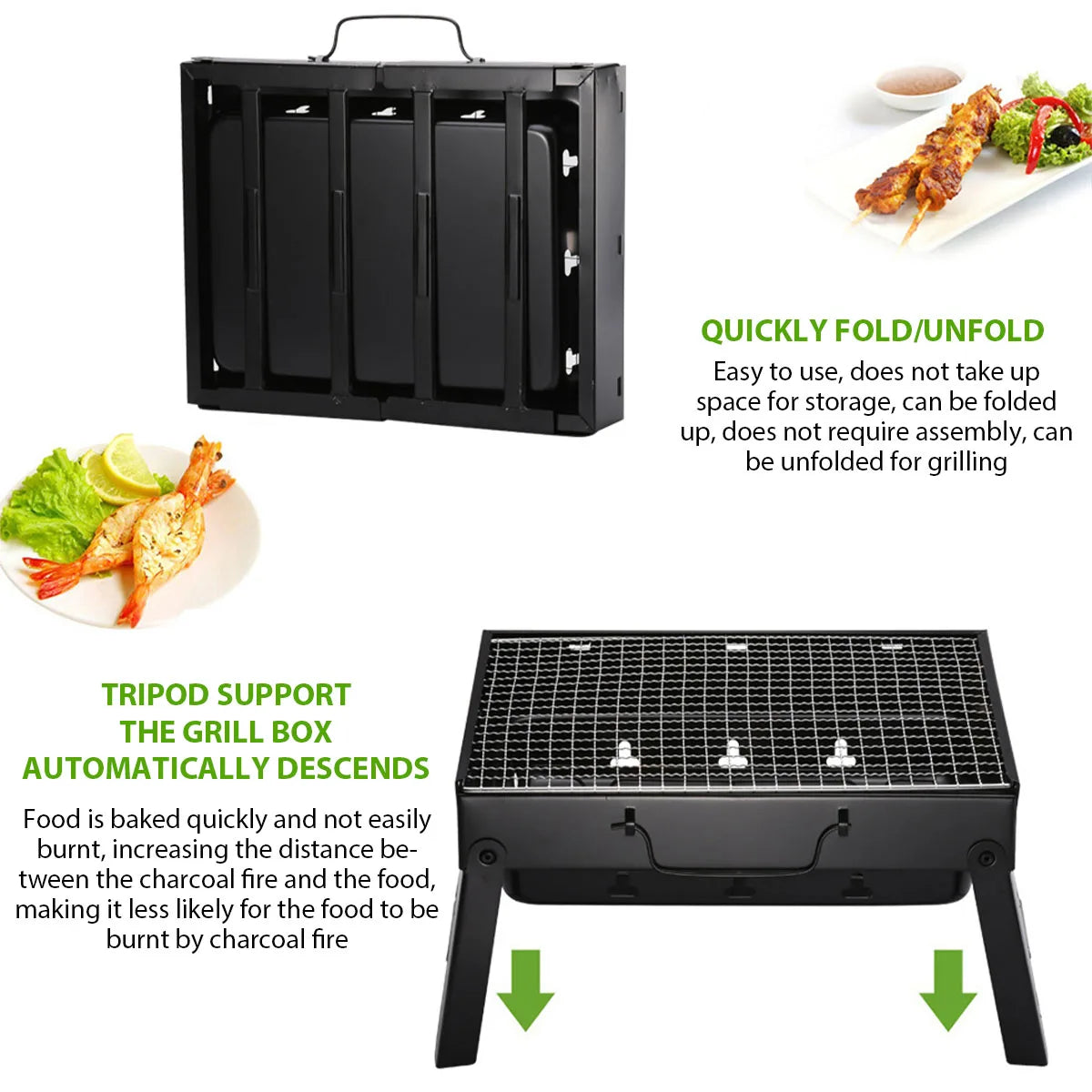 Portable BBQ Charcoal Grill Stainless Steel Small Mini BBQ Tool Kit Outdoor Cooking Camping Picnic Beach Portable BBQ - You Offer
