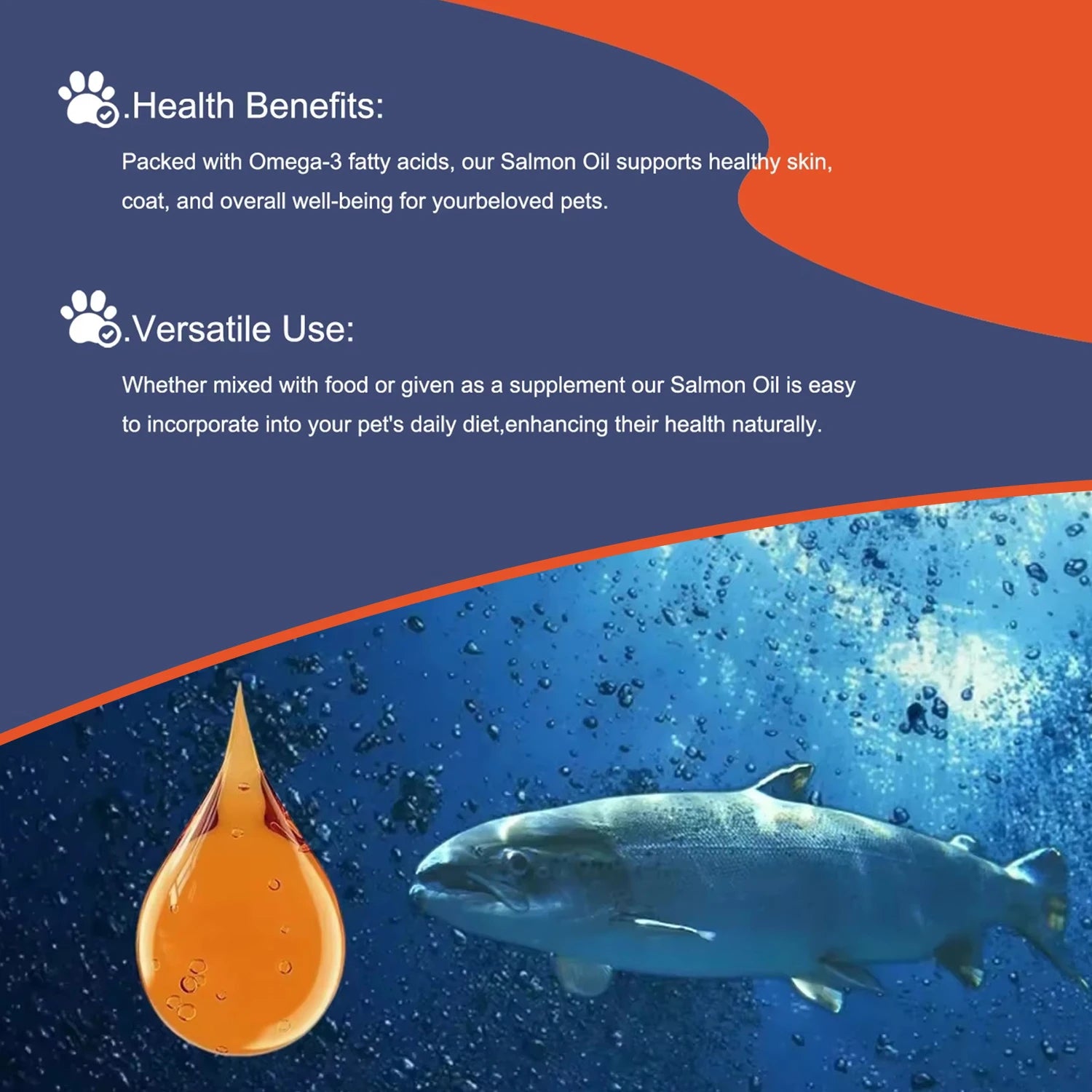 300ml/10.15 fl oz, 100ml/3.38 fl oz Human Grade Salmon Oil for Dogs&Cats – Omega Fatty Acids Supplement for Optimal Health & Nut