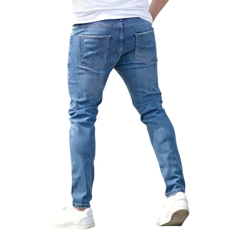 Mens Jeans Casual Skinny Pants Stretch Denim Trousers Male Slim Fit Straight Pants Fashion Jeans Soild Pencil Pants Man Clothing - You Offer
