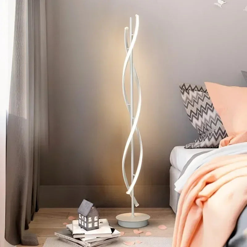 Minimalist creative floor lamp, bedroom living room personalized atmosphere lamp,Nordic minimalist LED circular curve floor lamp