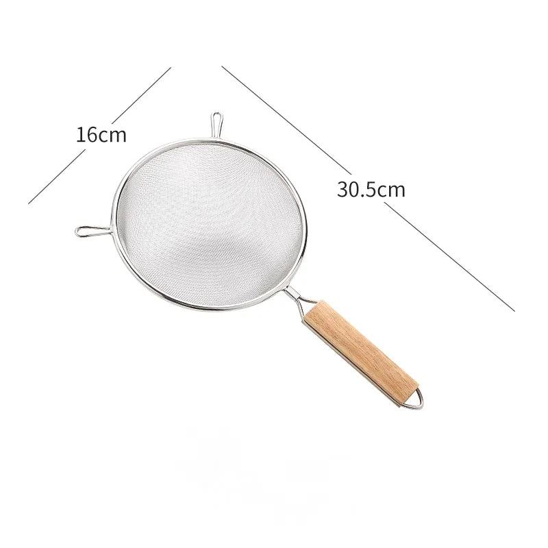 1/3pcs Kitchen baking steel flour sieve kitchen soy milk juice filter sieve filter oil spoon hand-held binaural mesh colander
