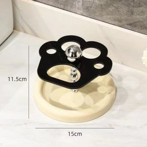 Cat Paw Shape Ceramic Toothbrush Holder Cute No Punching Toothbrush Holder Base Makeup Brush Storage Bathroom Accessories Tool