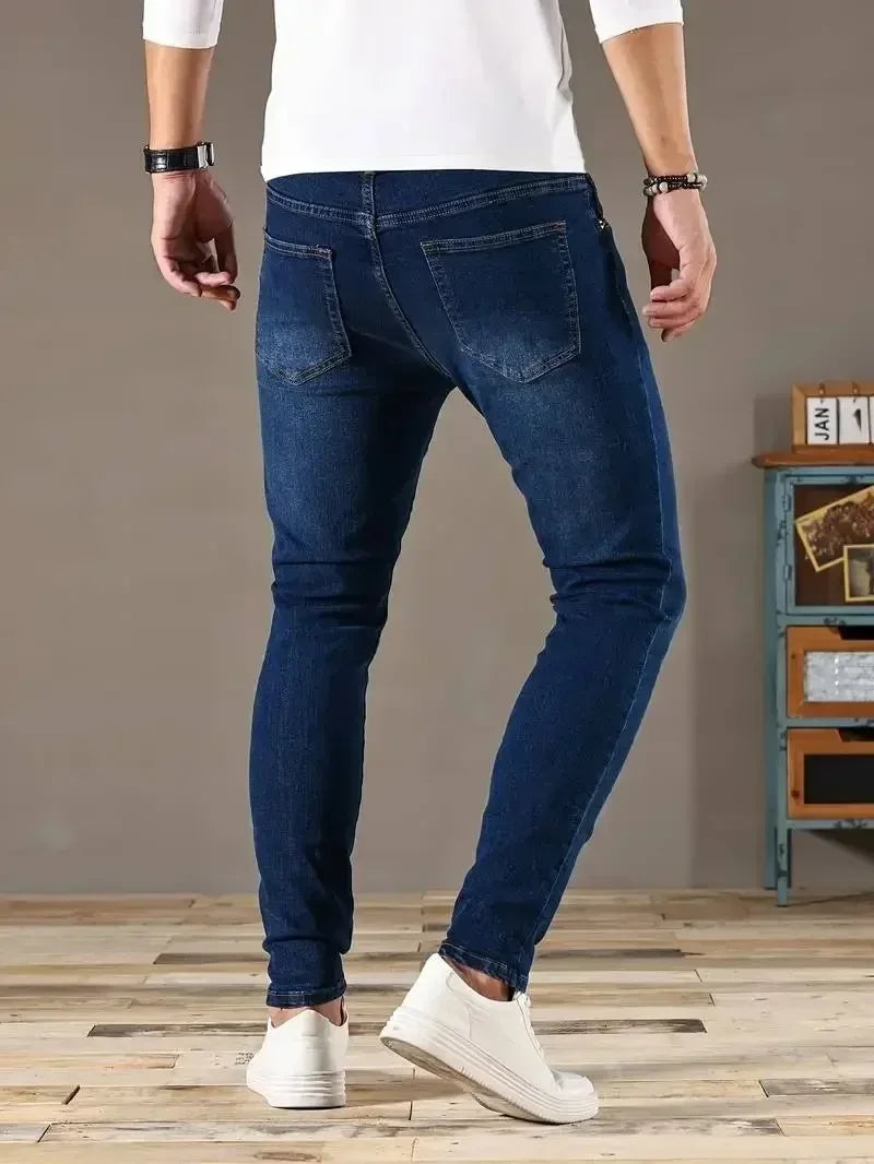 2025 - 2026 Spring New Mens Slim Fit Classic Skinny Jeans Casual Street Style Casual Mens Skinny Jeans Male Slim Fit Pencil Denim Blue - You Offer