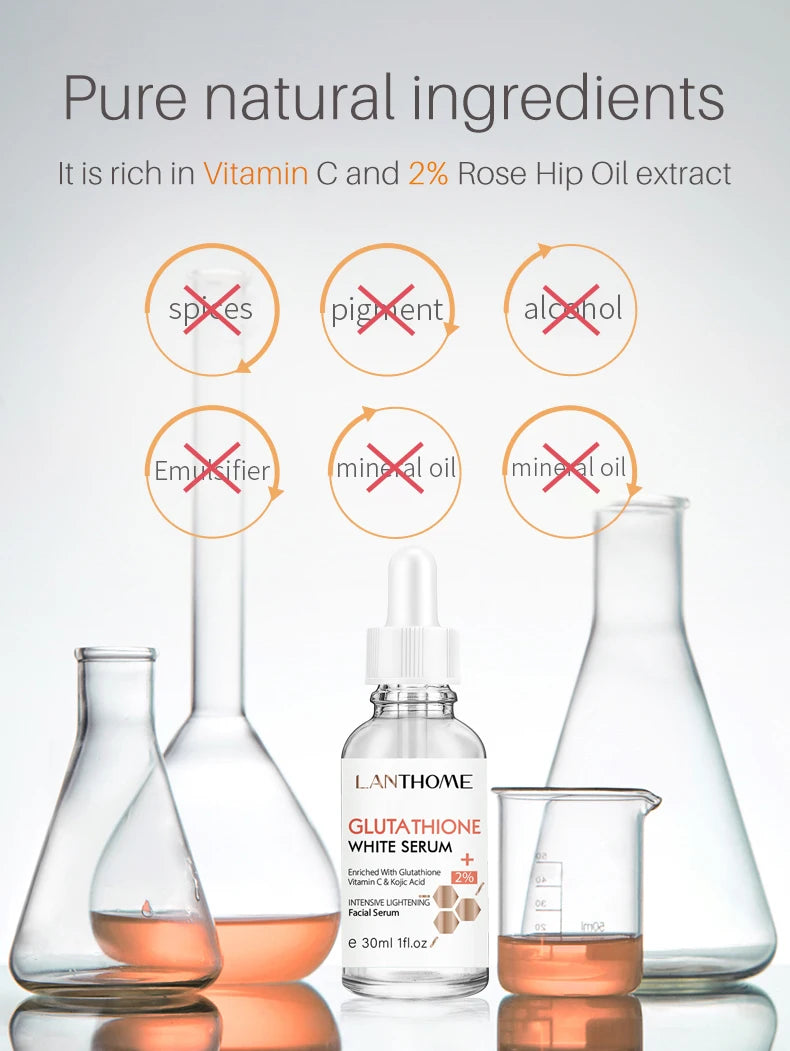 Lanthome Glutathione Whitening Serum Fade Black Dark Spots Vitamin C Defects Reduce Facial Oil Brightening Firming For Women