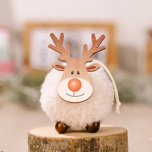 1-10pcs Christmas Felt Elk Hanging Ornaments Cute Reindeer Craft Decorations Xmas Tree Wooden Pendants New Year Party Kids Gifts